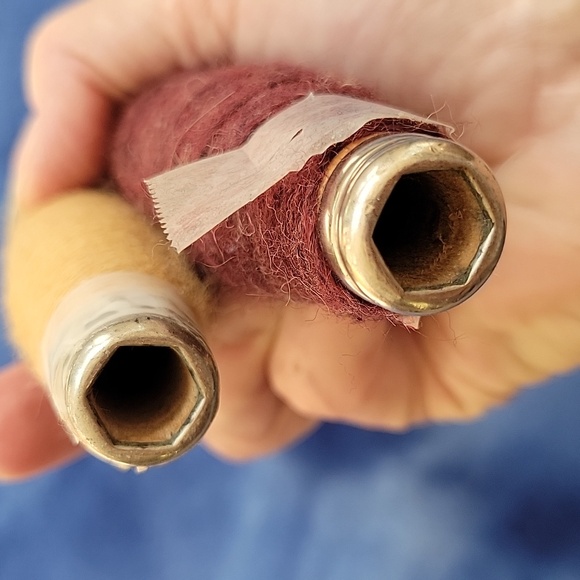 Lot of 2 Antique Wooden Weaving Loom Shuttle Bobbins/Spools About 6.75 inches - Picture 3 of 3